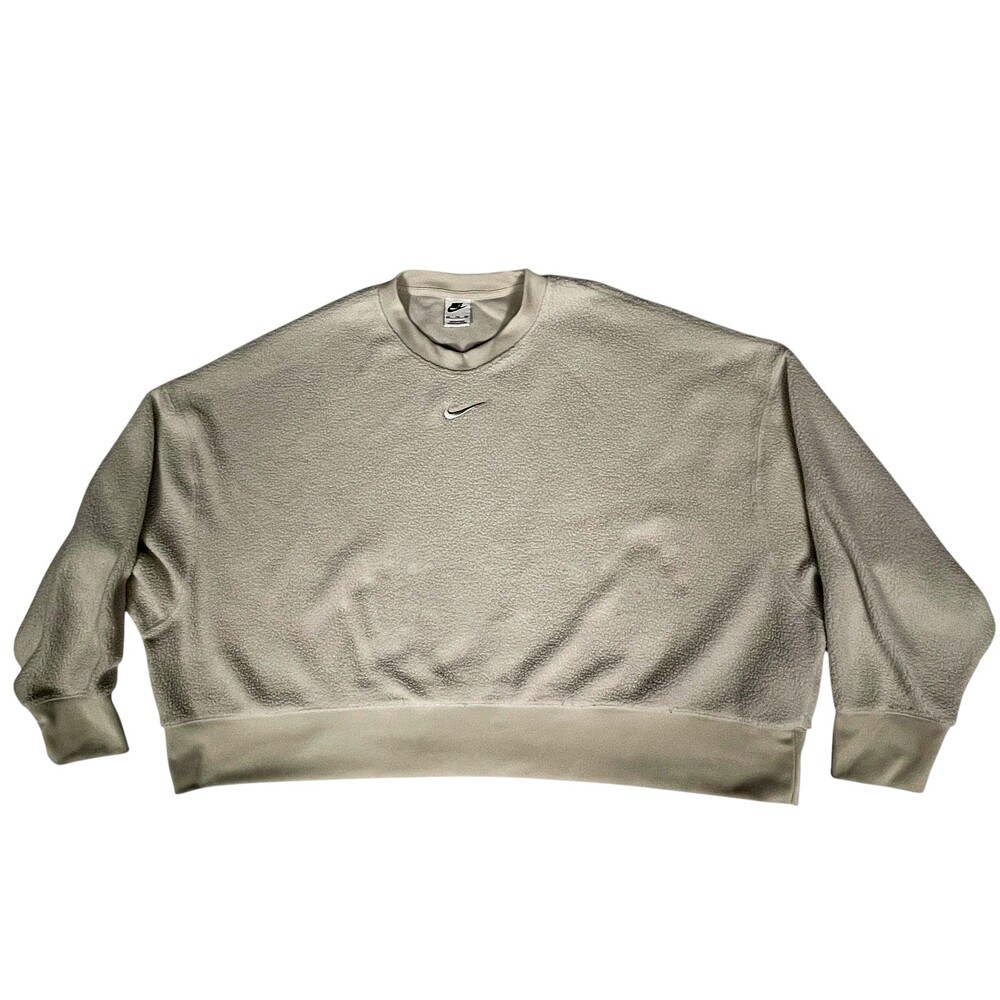 Nike NSW Plush Mod Crop Sherpa Fleece Center Swoosh Oversized Sweatshirt XXL